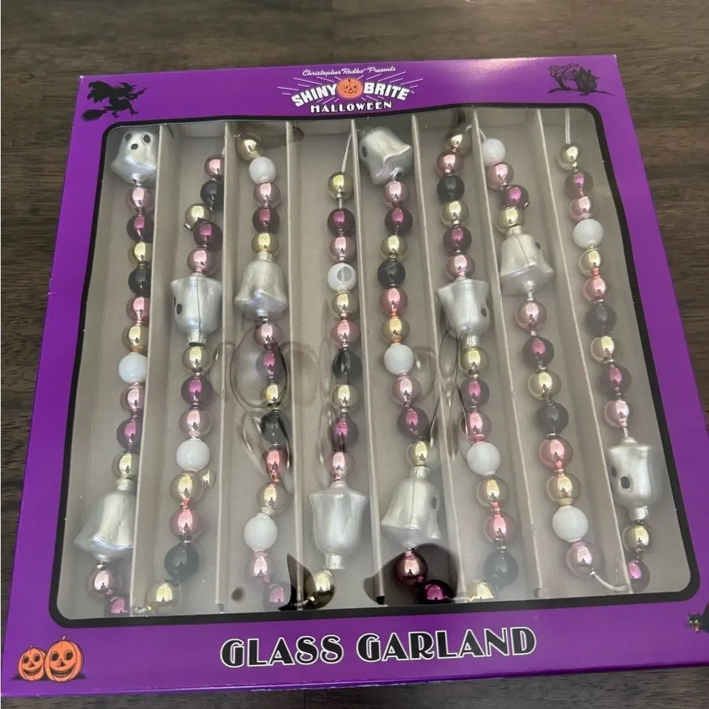 Christopher Radko Ghost Halloween Fall Shiny Brite Vintage Garland Purple